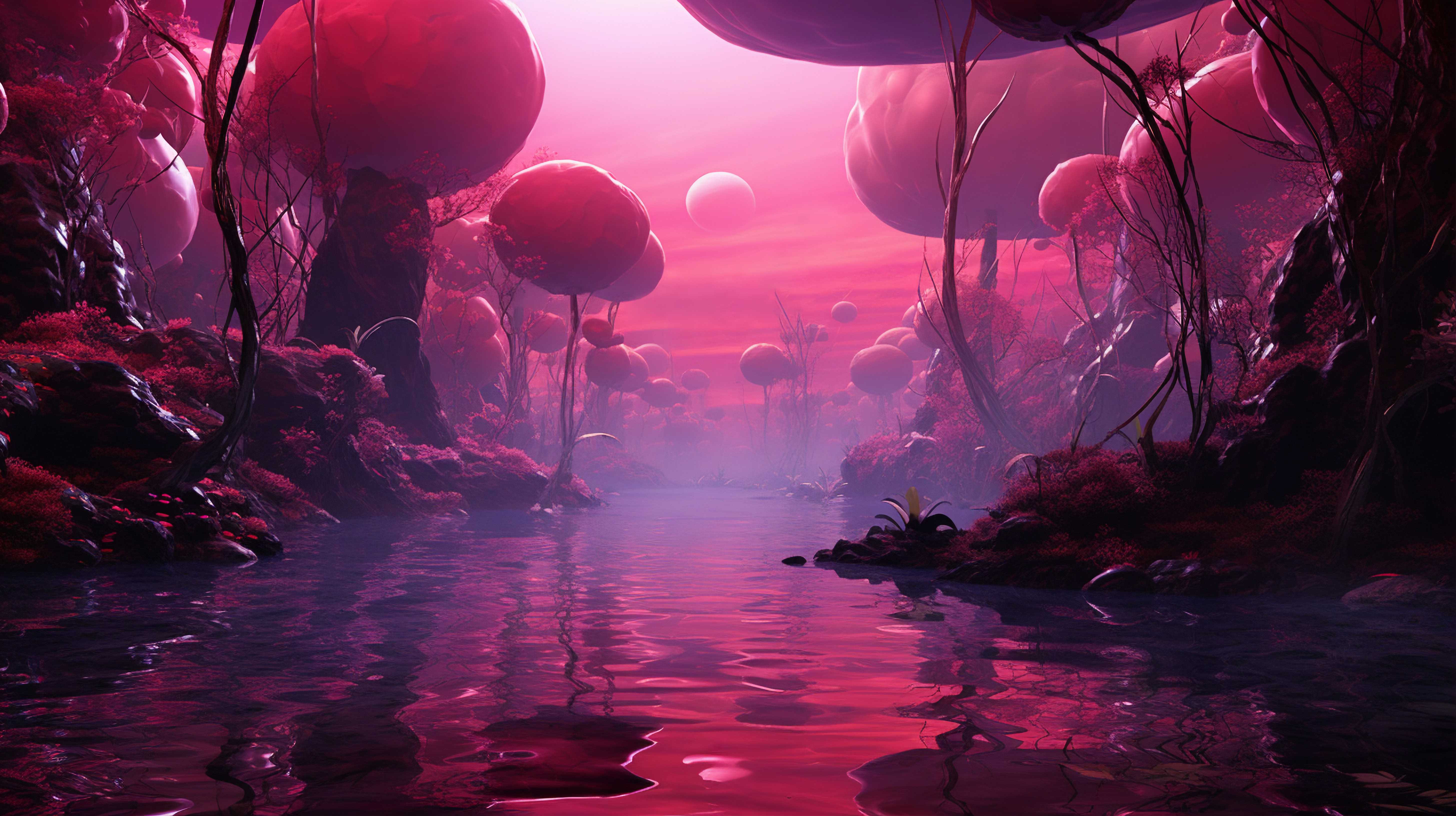 Paisaje Fantasia Naturaleza Magenta